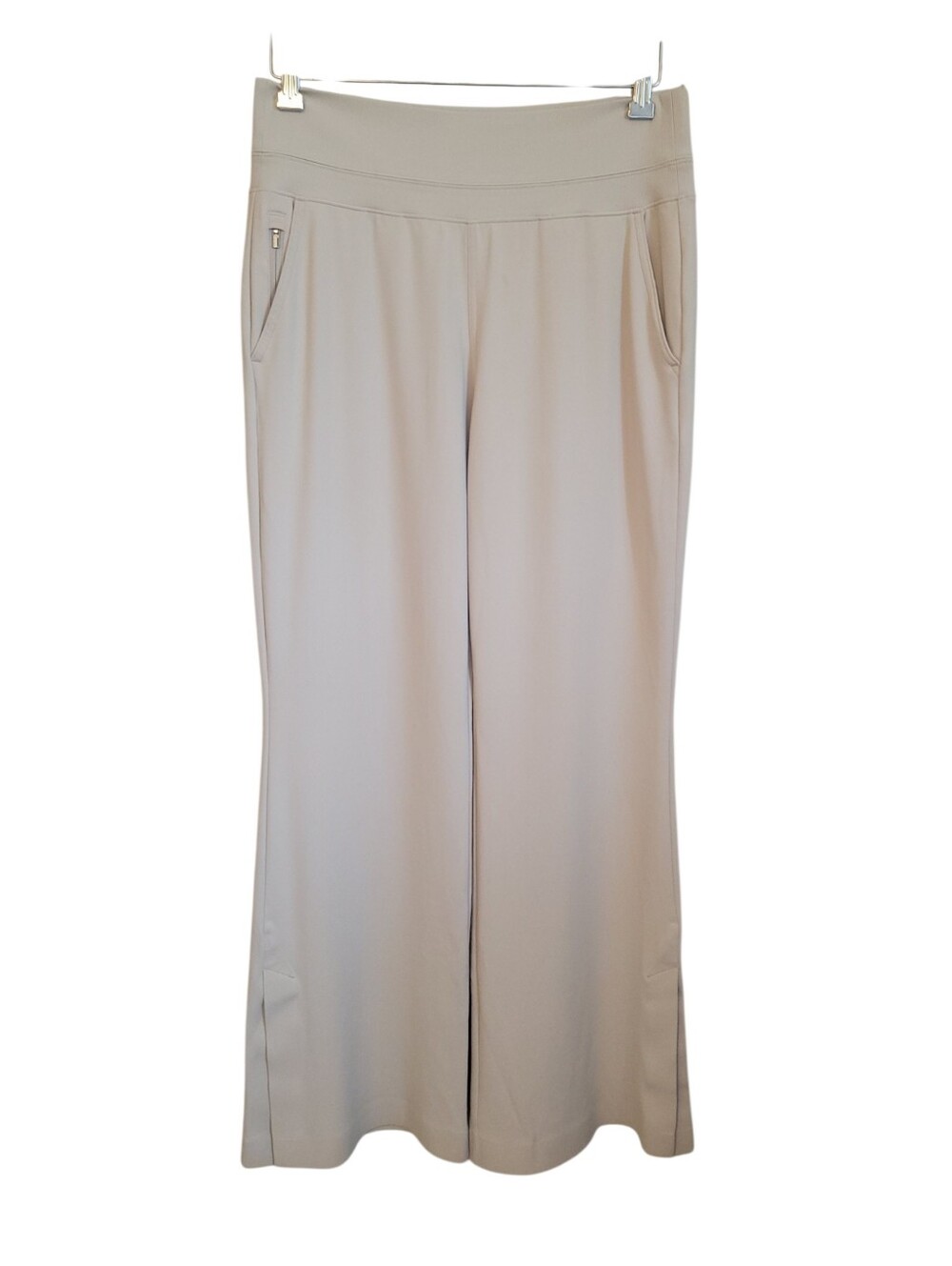 Athleta Venice Flare Pant M Abalone Gray High Rise Travel Yoga Wide Leg Soft - Picture 6 of 11
